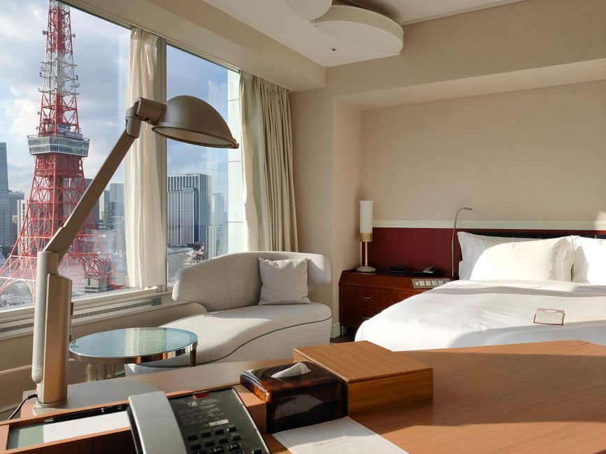 Modern hotel room city view
