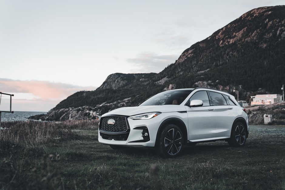 Modern SUV car mountain road