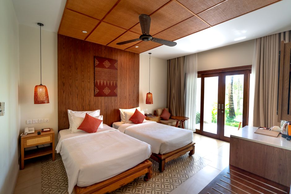 Cozy boutique hotel room interior