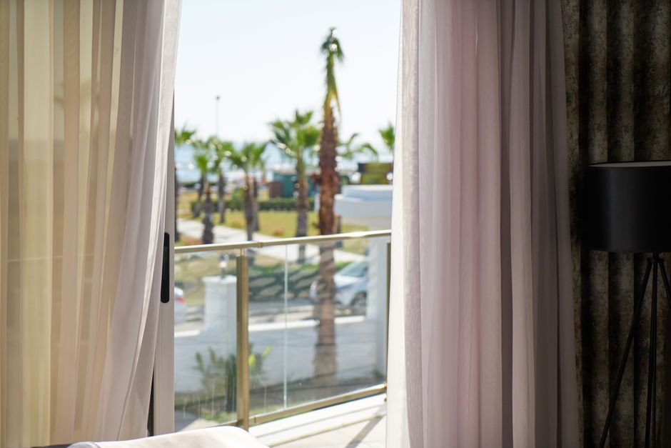 Modern hotel room ocean view