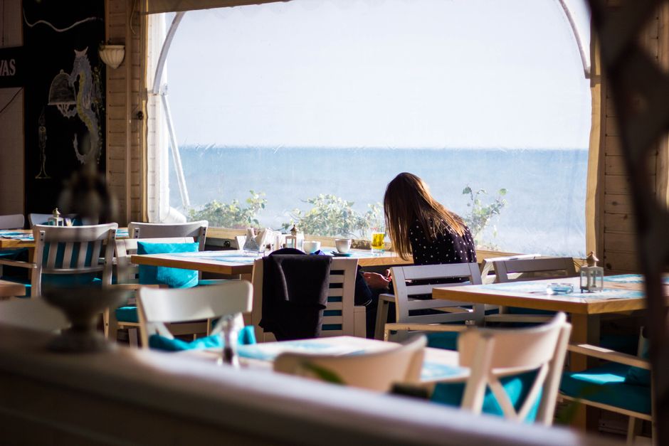 Breakfast set with ocean view