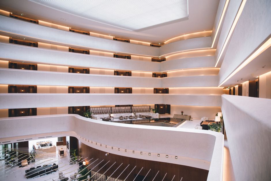 Luxury hotel lobby interior