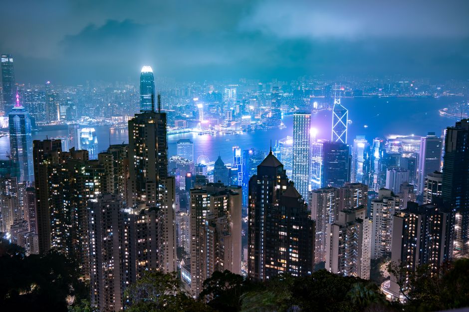 Hong Kong city skyline night