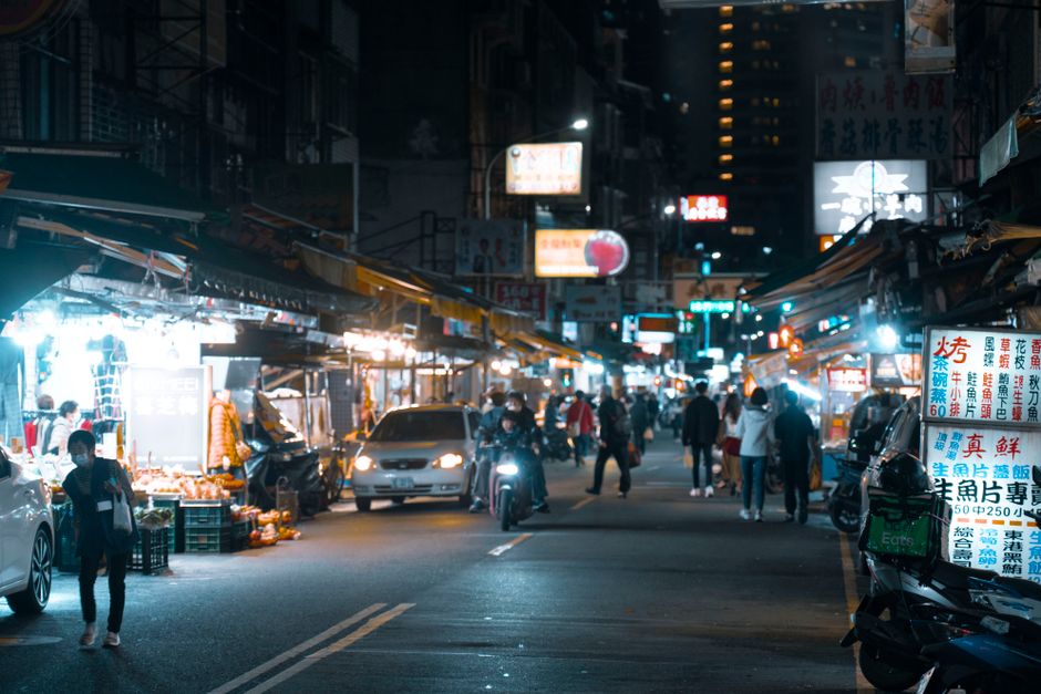 Taiwan street food market night view