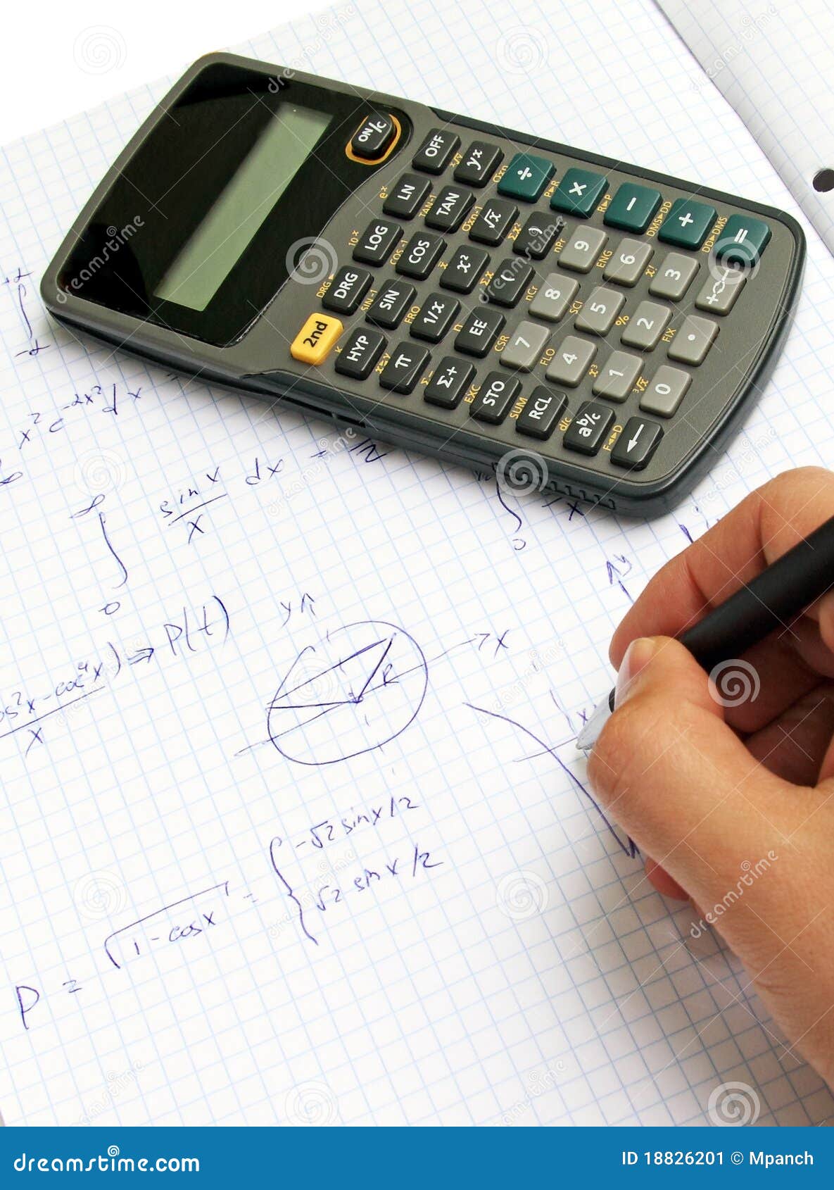 scientific calculator on notebook