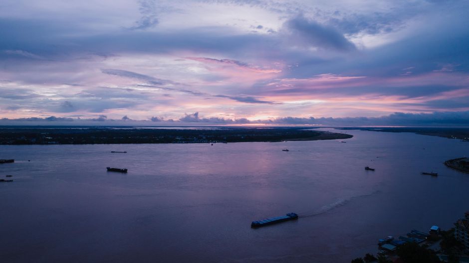 Mekong river sunset at Nong Khai