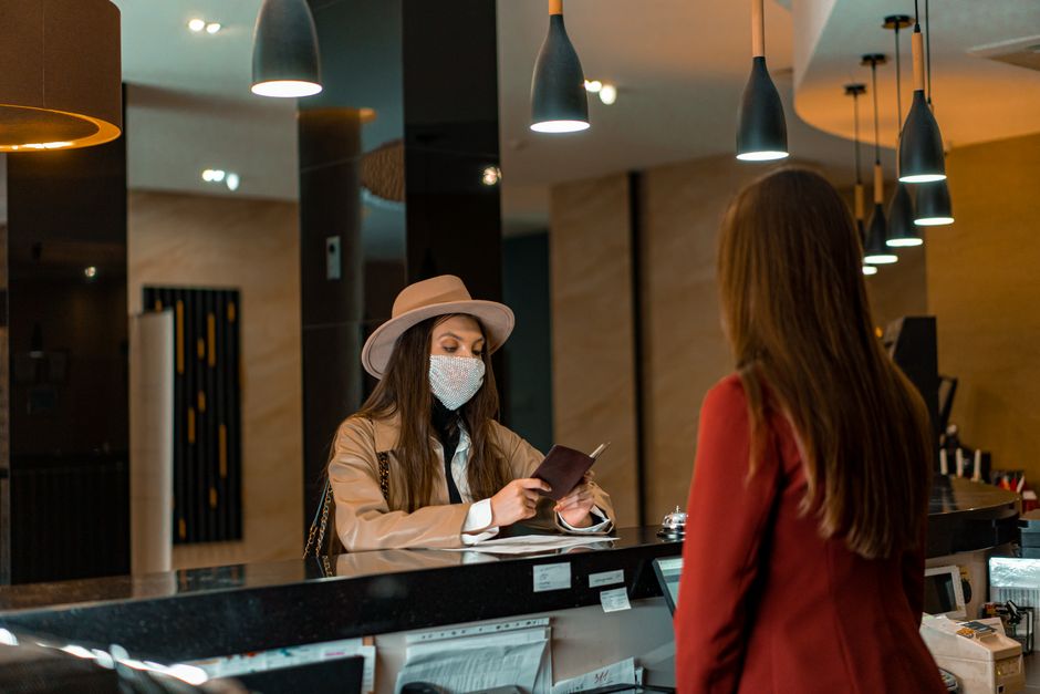 Hotel lobby with router