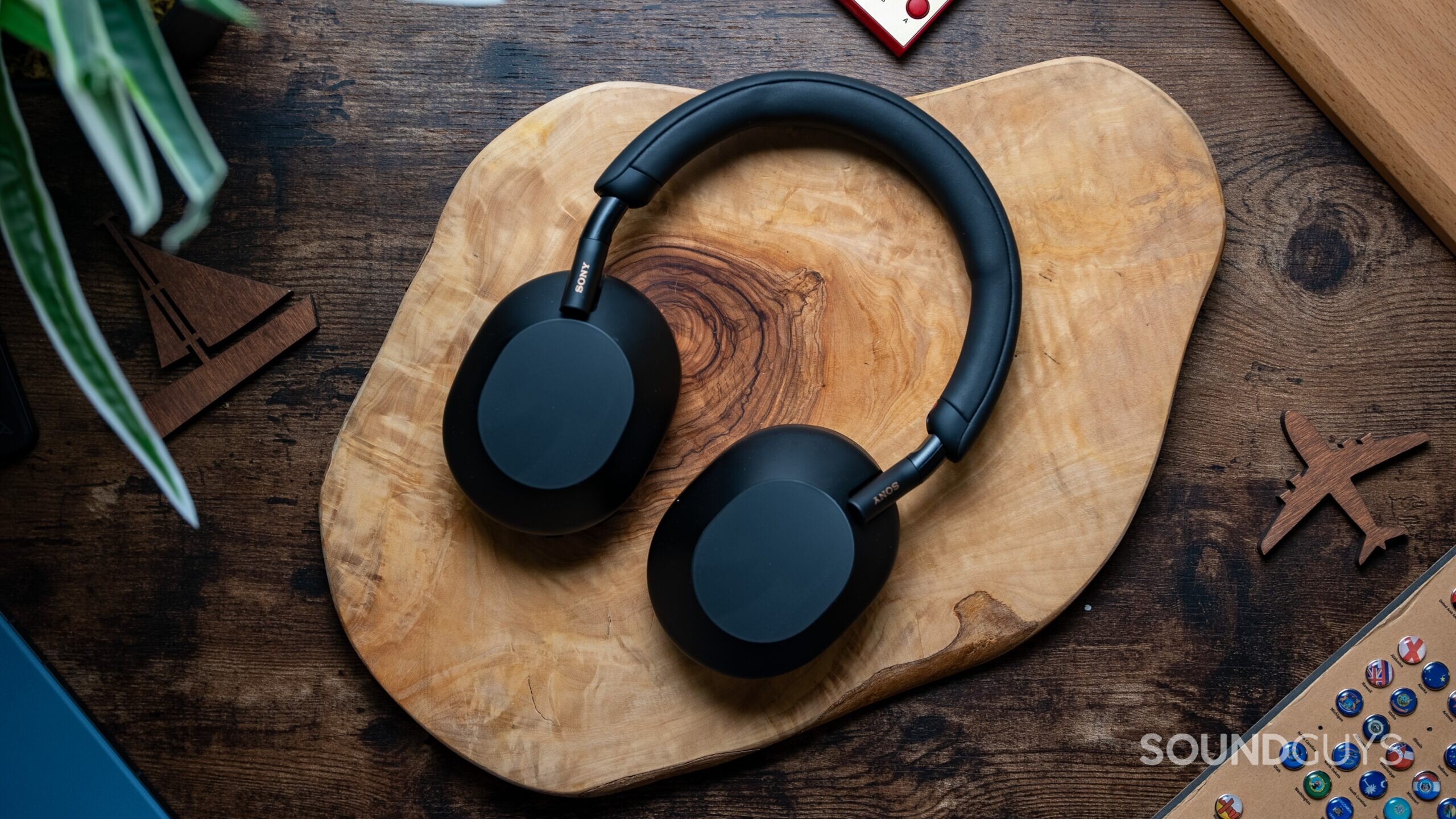 Sony headphones on table