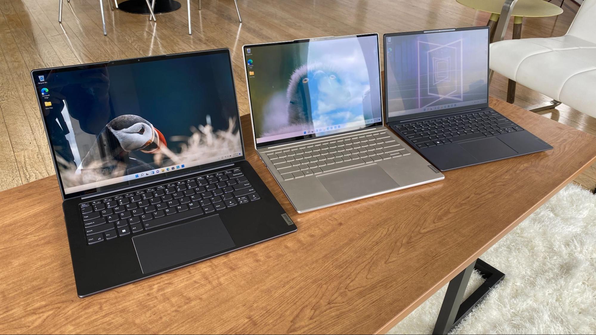 Lenovo slim laptop on table