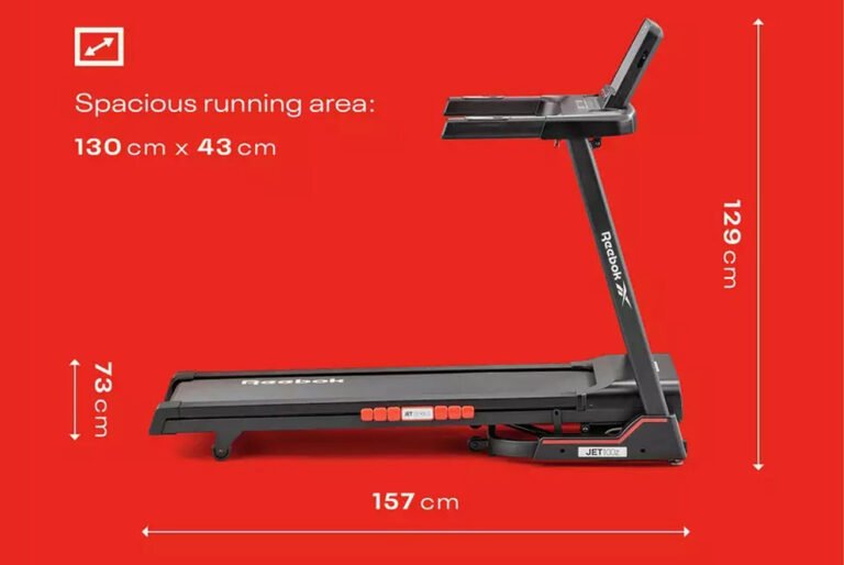 Reebok Jet 100 treadmill folded in apartment