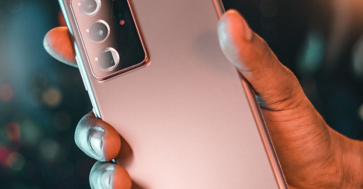 Samsung smartphone in hand