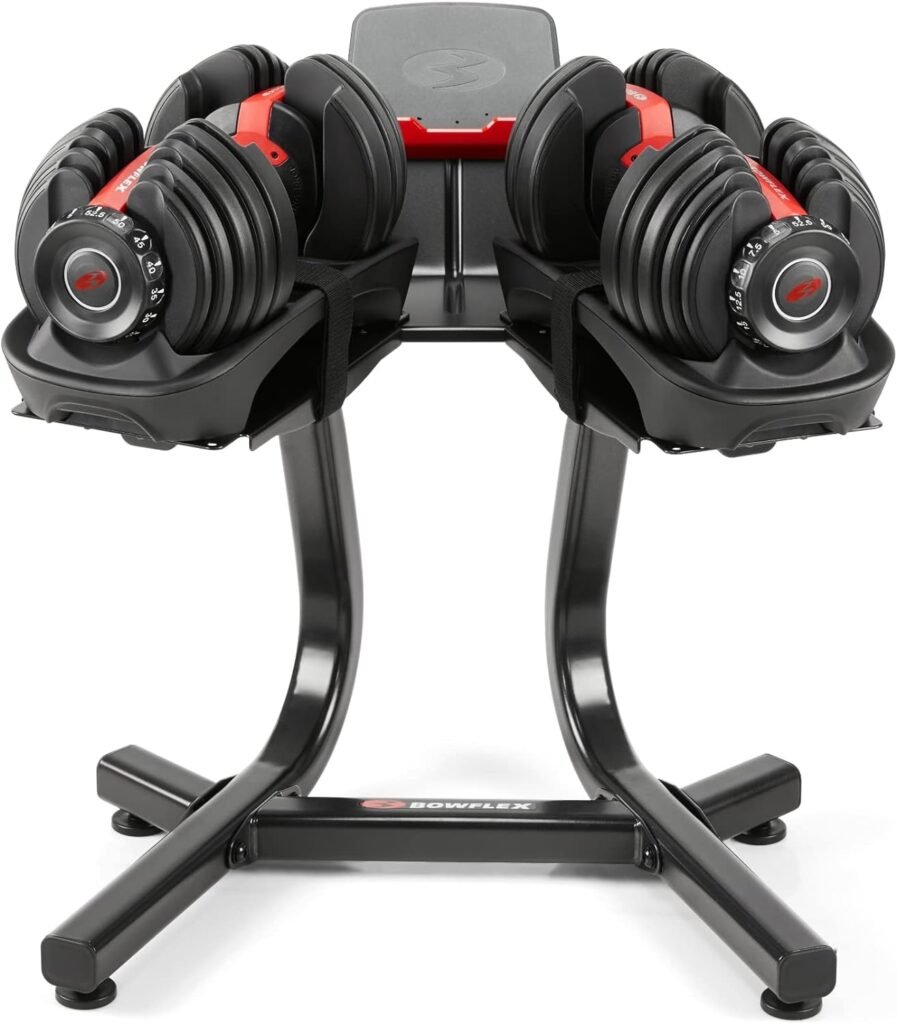 Bowflex SelectTech 552 dumbbells on rack