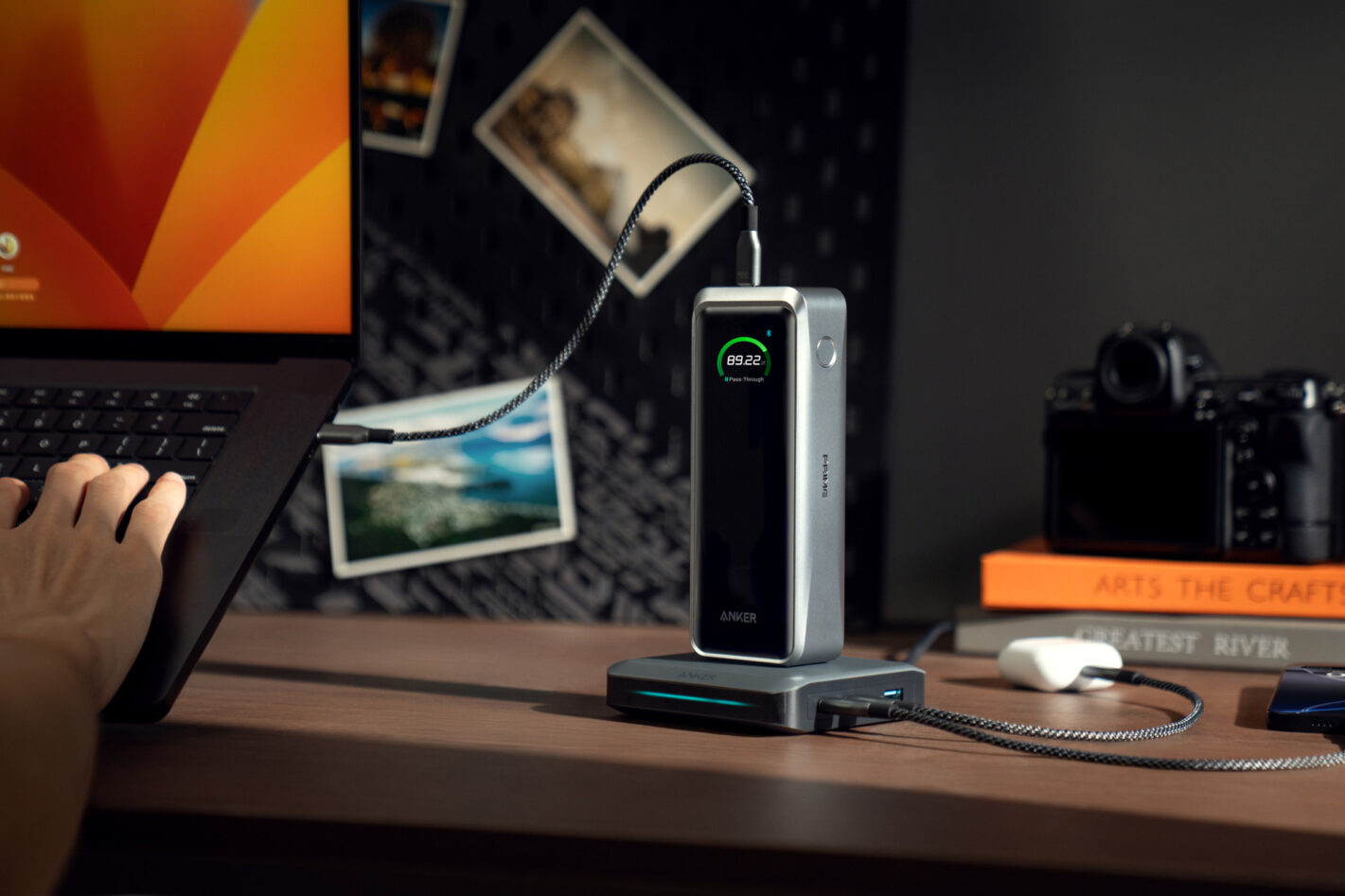 Anker power bank on desk